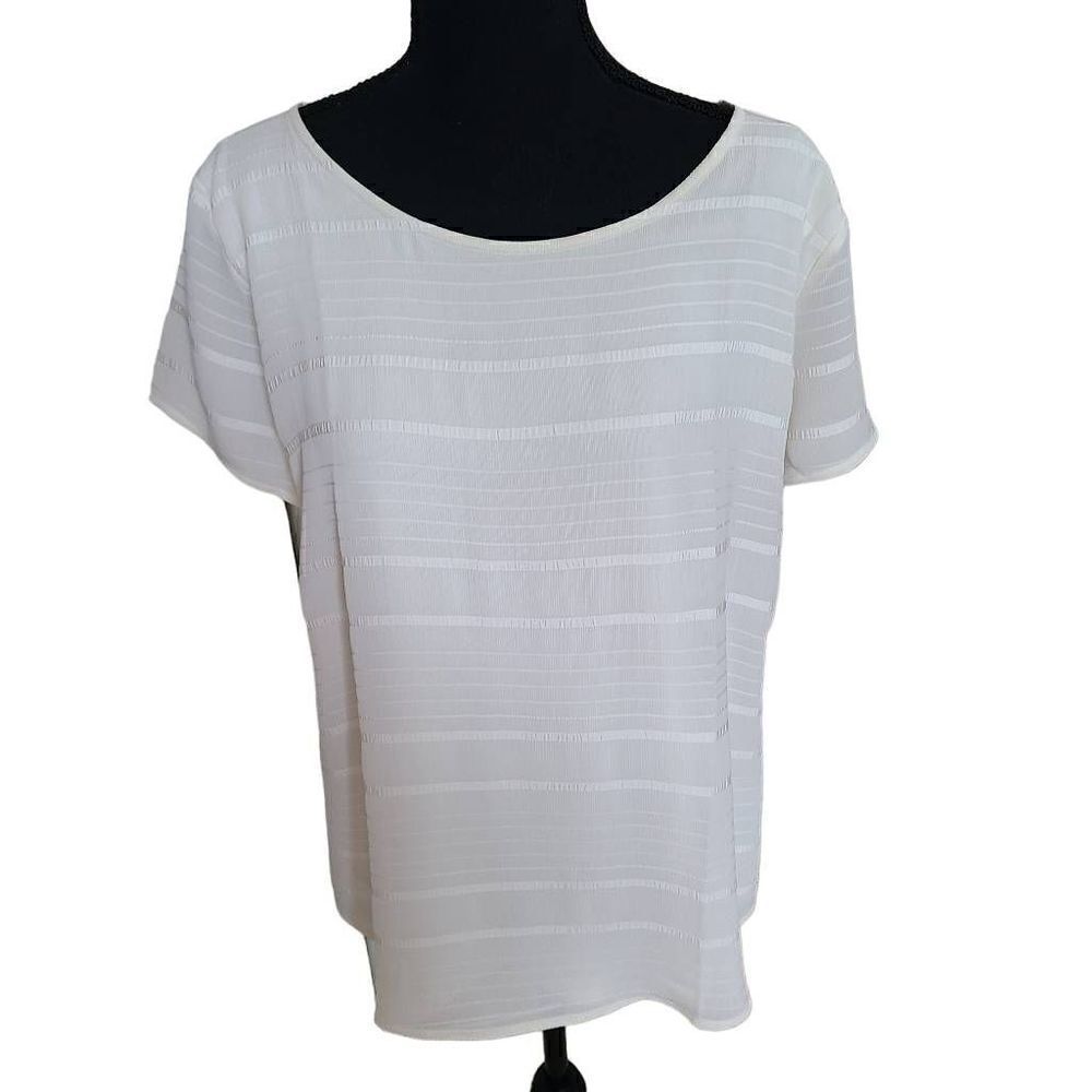 Ann Taylor Factory White Pull Over Short Sleeve T Shirt Medium